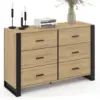Image de Commode 6 tiroirs onyx 115 cm bois et noir