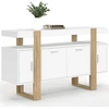 Image de Buffet 140 Cm Phoenix 4 Portes Blanc Et Bois