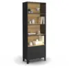 Image de Etagère bibliothèque 5 niveaux avec placard ester portes métal noir et plateau bois design industriel