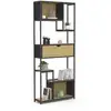 Image de Etagère bibliothèque 6 niveaux asymétrique detroit avec tiroir design industriel 161 cm