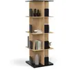 Image de Etagère Bibliothèque Rotative 4 Niveaux Rapha Noir Et Effet Bois