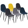 Image de Lot De 6 Chaises Dali En Velours Mix Color Bleu, Gris Foncé, Gris Clair Et Jaune