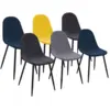 Image de Lot de 6 chaises dali en velours mix color bleu, gris foncé, gris clair et jaune