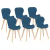 Image de Lot de 6 chaises robine en tissu bleu canard pour salle à manger