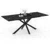 Image de Idmarket Table À Manger Extensible Rectangle Alix 6-10 Personnes Pied Araignée Noir Et Plateau Effet Marbre Noir Alaska