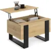 Image de Table Basse Carrée Plateau Relevable 70 Cm Phoenix Bois Et Noir