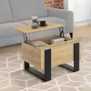 Image de IDMARKET Table basse carrée plateau relevable 70 cm PHOENIX bois et noir