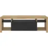 Image de Meuble tv 140 cm malo bois et placard noir