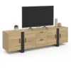 Image de Meuble Tv 180 Cm Phoenix Avec Rangements Bois Et Noir