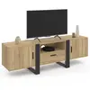 Image de Meuble Tv 160 Cm Phoenix Avec Rangements Bois Et Noir
