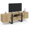 Image de Meuble tv 160 cm phoenix avec rangements bois et noir