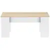 Image de Table basse plateau relevable rectangulaire tara bois blanc et imitation hêtre
