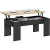 Image de Table Basse Plateau Relevable Rectangulaire Tara Bois Noir Et Imitation Hêtre