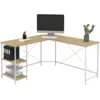 Image de Bureau D'angle En Forme De L Detroit Design Industriel Bois Et Métal Blanc