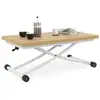 Image de Table basse 2 en 1 relevable en table à manger rectangulaire urbana 100 cm bois et blanc