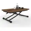 Image de Table Basse 2 En 1 Relevable En Table À Manger Rectangulaire Urbana 100 Cm Bois Foncé Et Noir Design Industriel