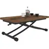 Image de Table basse 2 en 1 relevable en table à manger rectangulaire urbana 100 cm bois foncé et noir design industriel