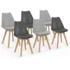 Image de Lot De 6 Chaises Scandinaves Sara Mix Color Gris Foncé X3 Et Gris Clair X3