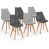 Image de Lot de 6 chaises scandinaves sara mix color gris foncé x3 et gris clair x3