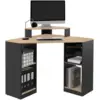 Image de Bureau d'angle harry noir et façon hêtre gain de place bureau informatique avec rangements