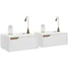Image de Lot De 2 Tables De Chevet Murales Helsinki Scandinaves 1 Tiroir Étagère Suspendue Blanc