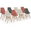 Image de Lot De 8 Chaises Scandinaves Sara Mix Color Gris Foncé X2, Terracotta X3, Beige X3