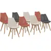 Image de Lot de 8 chaises scandinaves sara mix color gris foncé x2, terracotta x3, beige x3