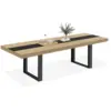 Image de Table À Manger Extensible Rectangle Phoenix 6-12 Personnes Bois Et Noir Bande Centrale Noire 200-300 Cm