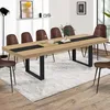 Image de Table à manger rectangle extensible - IDMARKET - PHOENIX - Bois et noir - 6-12 personnes - 200-300 cm