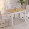Image de Table à manger rectangle fixe - IDMARKET - ROZY - Bois et blanc - 4 personnes - 110 cm