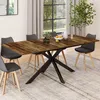 Image de Table à manger rectangle extensible - IDMARKET - ALIX - Bois vieilli et noir - 6-10 personnes - 160-200 cm