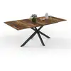 Image de Table à manger extensible rectangle alix 6-10 personnes pied araignée noir et plateau bois foncé hawkins 160-200 cm