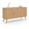 Image de Buffet 110 Cm Juliette 3 Portes Lattes Tasseau Bois Coloris Chêne