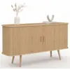 Image de Buffet 140 Cm Romie 2 Portes Coulissantes Latte Tasseau Bois Coloris Chêne