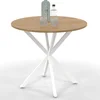 Image de Table À Manger Ronde Alix 4 Personnes Pied Araignée Bois Et Blanc 80 Cm