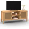 Image de Meuble Tv 110 Cm Edhen 2 Portes Bois Et Cannage