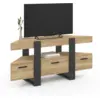 Image de Meuble Tv 110 Cm D'angle Phoenix Avec Tiroir Bois Et Noir
