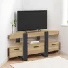 Image de ID MARKET meuble tv dangle PHOENIX 3 portes 110 cm bois clair à poser