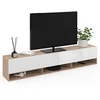 Image de Meuble Tv 180 Cm Suspendu Elio 2 Portes Avec Étagère Bois Et Blanc