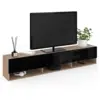 Image de Meuble Tv 180 Cm Suspendu Elio 2 Portes Avec Étagère Bois Et Noir