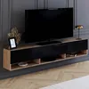 Image de ID MARKET meuble tv ELIO 2 portes 180 cm noir suspendu