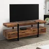 Image de ID MARKET meuble tv AUSTRIA 1 porte 140 cm bois foncé à poser