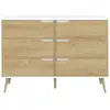 Image de Commode 6 tiroirs helsinki 115 cm scandinave blanc et effet hêtre