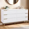 Image de IDMARKET Commode 6 tiroirs HELSINKI XXL 140 cm scandinave blanc