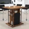Image de IDMARKET Ilot central UGO 110 cm bois noir et effet bois foncé HAWKINS avec rangements design industriel