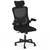 Image de Fauteuil De Bureau James Ergonomique En Toile Respirante Et Appui-tête Avec Roulettes Noir