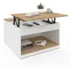 Image de Table Basse Plateau Relevable Carrée Elea Avec Coffre Bois Blanc Et Façon Hêtre