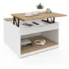 Image de Table basse plateau relevable carrée elea avec coffre bois blanc et façon hêtre