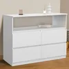 Image de IDMARKET Commode 4 tiroirs TOMI 100 cm avec niche bois blanc
