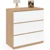 Image de Commode 3 tiroirs tomi 78 cm façon hêtre et blanc